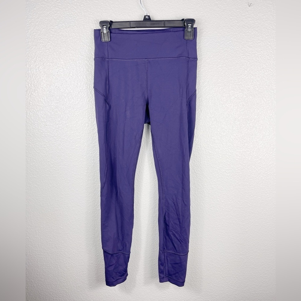 Lululemon 7/8 Ankle Leggings Activewear Pants Purple Waistband Pocket Womens 6